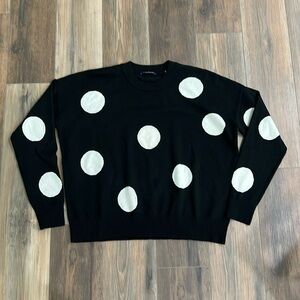 Tahari crew neck polka dot sweater